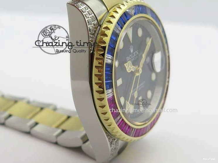 MiroTime 0511 GMT-Master II 116759 SS YG Bp-Maker Blue Red Ruby Crystal Black Dial On SS YG Bracelet A SmoothTexture 3771